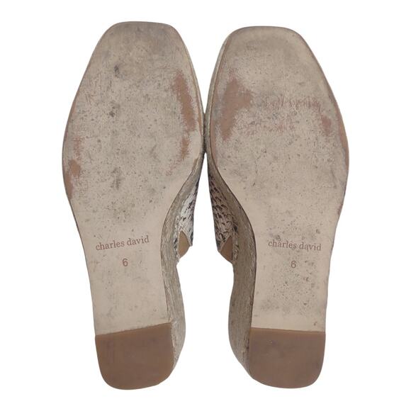 CHARLES DAVID Snakeskin Espadrille Shoes Size 6 Animal Print Leather Clog Wedge - Picture 15 of 15